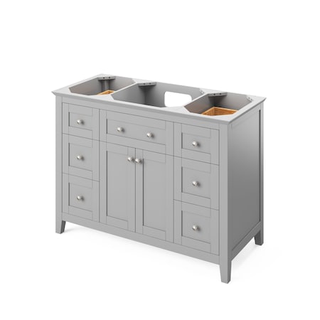 Jeffrey Alexander 48" Grey Chatham Vanity, Boulder Cultured Marble Vanity Top, undermount rectangle bowl VKITCHA48GRBOR